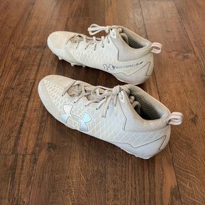 Under Armour UA Banshee Men's Football Cleats White Silver Size 9.5 (Used)
